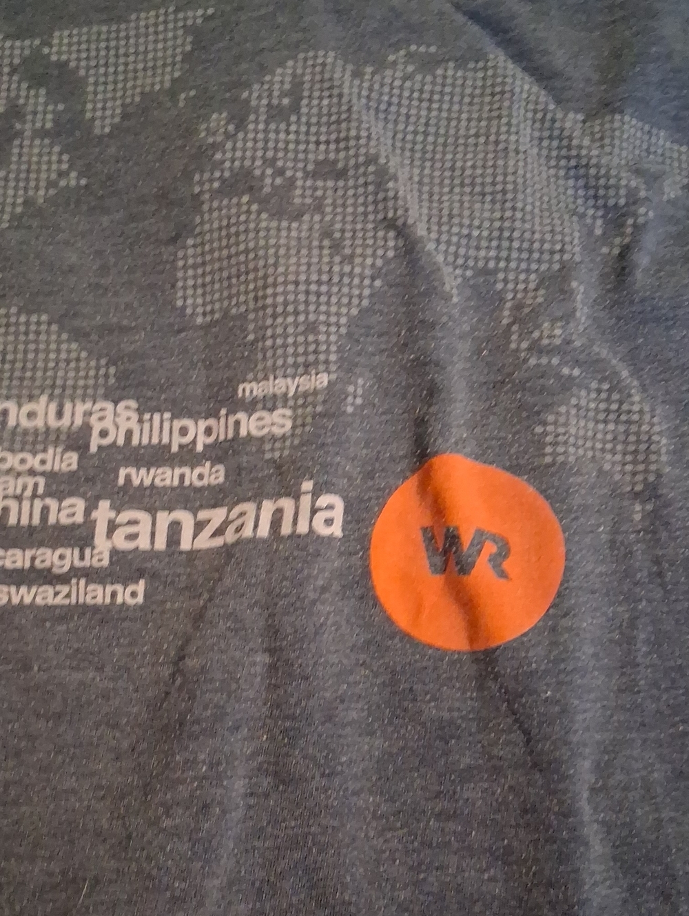 WR Navy Short-Sleeve World Map Tee with Orange Logo